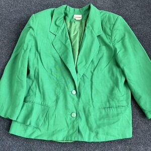 Vintage Suburbans Blazer Jacket Womens 18 Green Lined 3/4 Sleeve Career Tailored